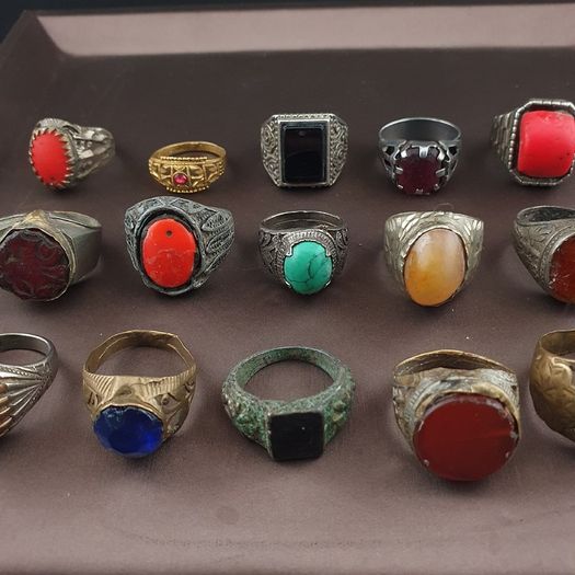 Antique Brass Ring Collection 15 Mixed Vintage Handmade Rings