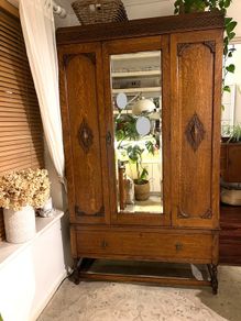 Oak wardrobe with mirror