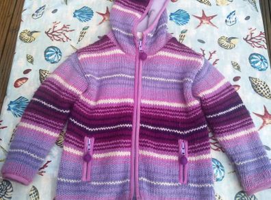 Fleece lined 100% wool Nepalese Hoody, age 6-7 yrs