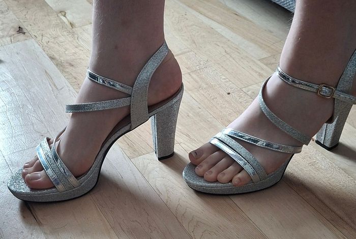 Debs Or Ty Ball Dress and beautiful mid heel silver shoes