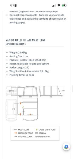 caravan awning /tent Vango Galli III