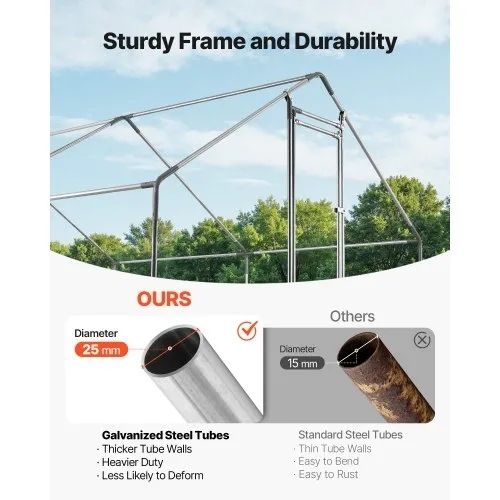 Large Metal Chicken Coop, 3 x 3 x 2 m, Walk-in Chicken Run House with Waterproof Cover and Sturdy Frame, Spire Roof Poultry Cage Duck Pen for Rabbit
