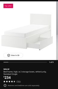 Ikea Single Bed with 2 Drawers