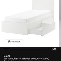 Ikea Single Bed with 2 Drawers