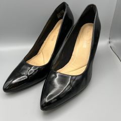 Clarks Textured Court Shoes - Black Patent - Size UK 5.5