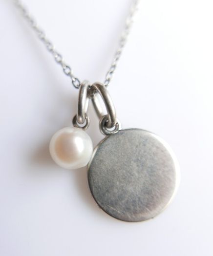 Vintage 925 Sterling Silver Pendant Pearl Necklaces length 18" - 3g