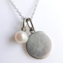Vintage 925 Sterling Silver Pendant Pearl Necklaces length 18" - 3g Image 4