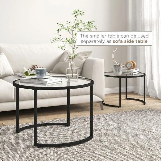 2-Piece Nesting Glass Coffee Table Set