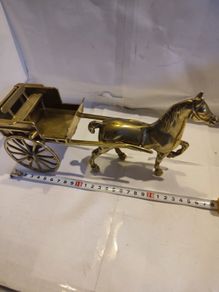 Vintage Brass Horse and Cart