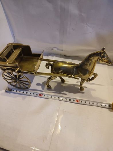 Vintage Brass Horse and Cart