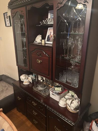 Dark wood antique china cabinet