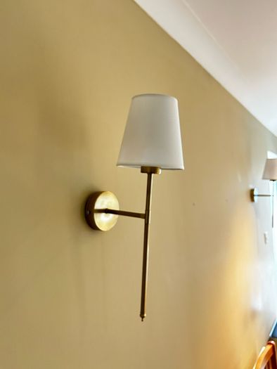 2 Brass Wall Lamps with Colour-Changing Rechargeable Bulbs (No Wiring Needed)