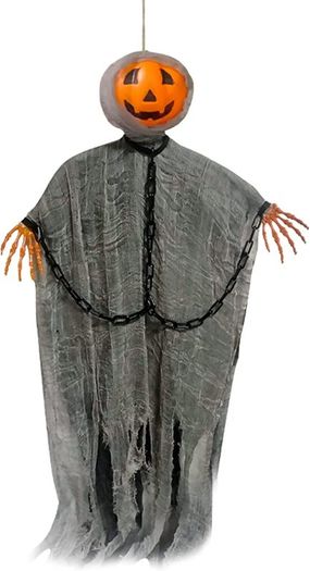 3" Hanging Ghost Pumpkin with Bendable Arms, Halloween Hanging Pumpkin Man Grim Reapers Decorations, Scary Haunted House Prop for Halloween Party Indoor Outdoor Lawn Decor