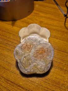 Vintage Flower Shape Capiz Shell Trinket Jewelry Box