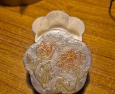 Vintage Flower Shape Capiz Shell Trinket Jewelry Box