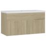 Sink Cabinet with Built-in Basin Sonoma Oak Chipboard Image 2
