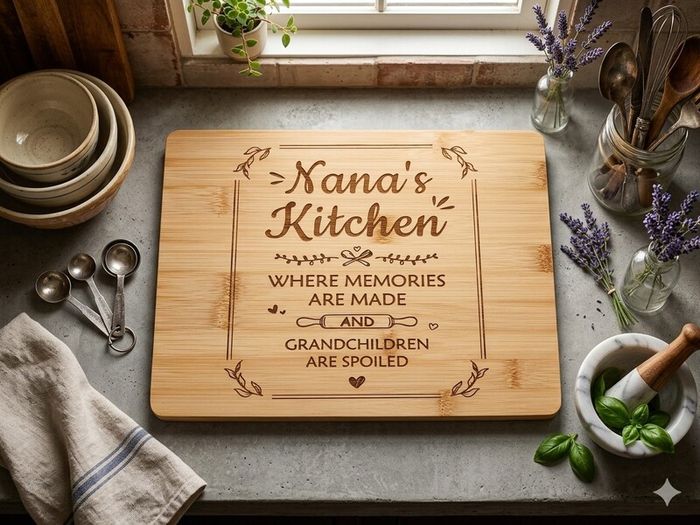 Nana's Kitchen, Where Memories Are Made And Grandchildren Are Spoiled Bamboo Board