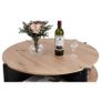 Wood Round Coffee Table with 2 Tier Storage Partitioned Shelf Industrial Modern Design Sofa Table for Living Room Image 3