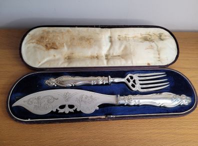 Vintage English silver plate Fish Knife and Fork