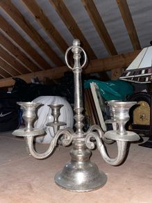 Large Vintage Silver Plated 5-Arm Candelabra