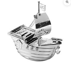 Silver Plated Pirate Ship Money Box