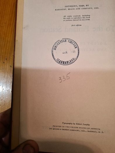 To The Final Station By Edmund  Wilson  1940 Firts Edition.