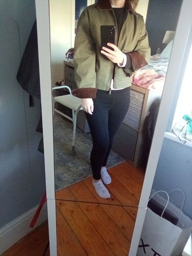 New Look Khaki Cropped Jacket Size 6