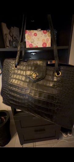 Croc embossed tote bag
