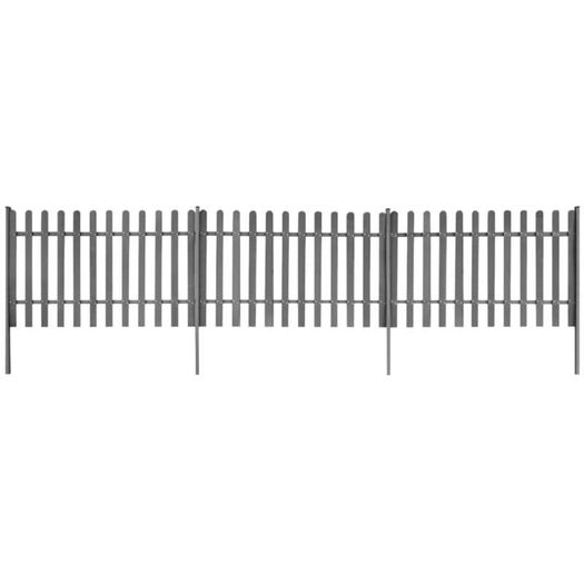 Picket Fence with Posts 3 pcs WPC 600x100 cm