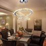 Modern Hanging  Crystal Chandelier 3 Ring Adjustable LED Pendant, Warm White Image 4