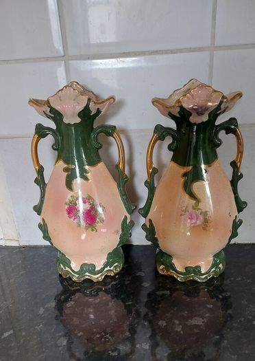 Beautiful pair of antique mantel vases
