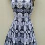 Karen Millen Black Blue Jacquard Fit Flare Knit Dress Image 4