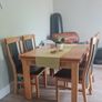 kitchen wooden table extendable in VGC with leather chairs Image 3