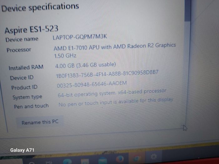 Acer Aspire Es1-523, Red, Amd E1-7010 Apu With Amd Radeon R Graphics, 1.5ghz, 4gb Ram, 500 G B Hdd, Windows 10