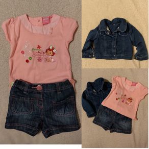 Next Shorts, Denim Jacket & pink Top