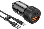 Fast 50w 2 port usb Car Charger &amp; Type C Cable Combo