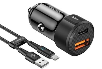 Fast 50w 2 port usb Car Charger & Type C Cable Combo
