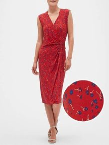 Faux Wrap Red Floral dress