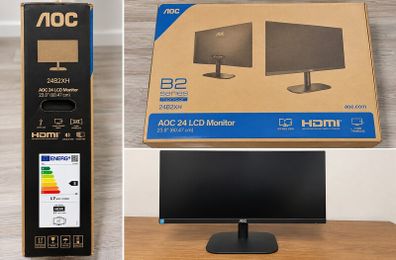 AOC 24" Monitor + Brand New Keyboard, Mouse & USB-C Accessories