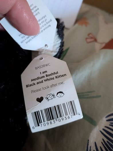 Jellycat Bashful Black & White Kitten BNWT