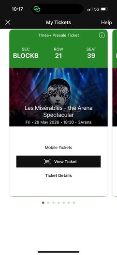 Premium Tickets for Les Miserable in the 3 Arena