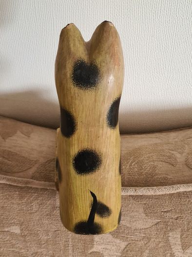 Fabulous Vintage Wooden Cat With Hinged Legs  37cm Heigh.