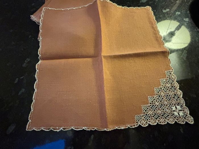 Vintage Embroidered Terracotta Napkin Set of 6