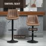 Adjustable Bar Stools Set of 2 Counter Height Barstools Dining Chairs 360 Swivel with Footrest for Home Pub, Brown Image 5