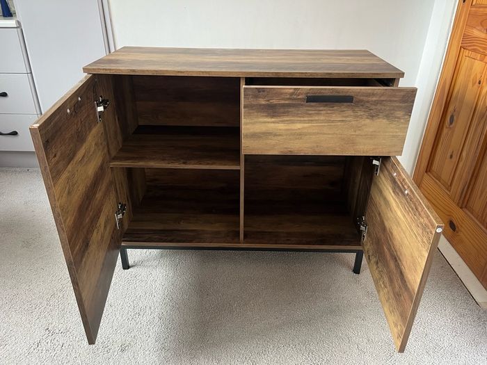 1 Drawer Sideboard Rustic Oak Wood Storage Side Cabinet Organiser Cupboard Unit