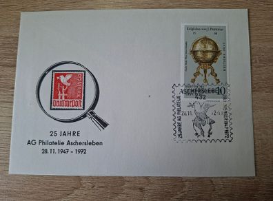 East Germany 1972, Cover on the occasion of "25 Years Philately Aschersleben"- free standard postage