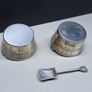 Pair Antique Silver Plated Salt Cellars With Salt Shovel Image 2