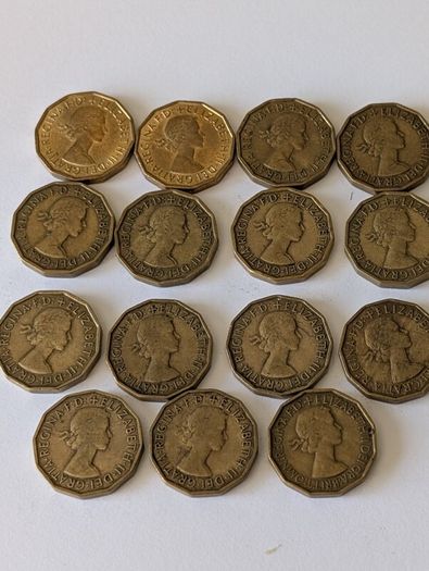 Brass 3 pence x 15