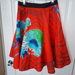 Closet Red Floral Skirt in Size 12