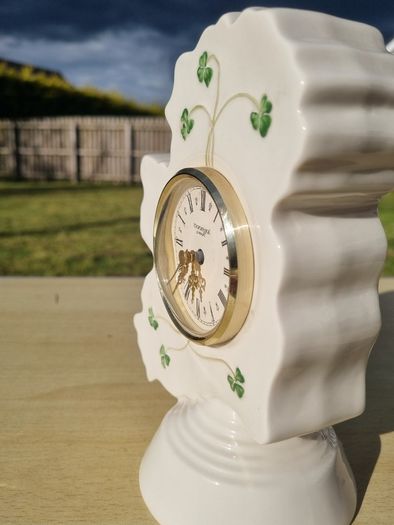 Donegal Parian China, an Irish mantel clock in the shape of a map of Ireland